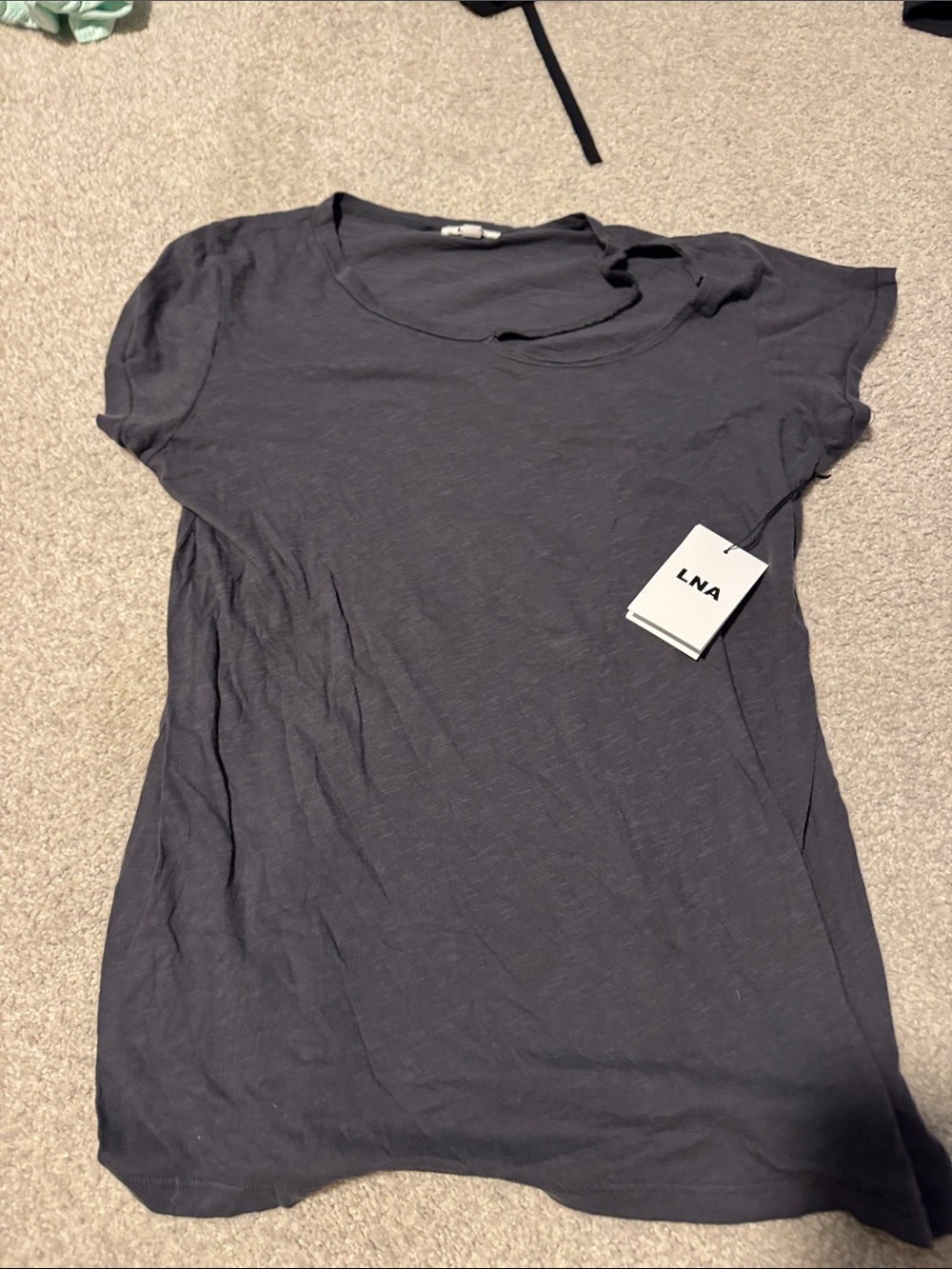 LNA Scoop Neck Short Sleeve Tee - Charcoal Gray